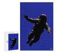 Puzzles pour Adultes 300 PCS Puzzles Astronaut Silhouette - Space Explorer on Blue Puzzle pour Adultes - Décoration Murale - Idéal pour Les Parents Et Les Enfants 300 PCS