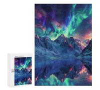 Puzzles pour Adultes 300 PCS Puzzles Aurora Borealis Mountain Landscape Puzzles pour Adultes - Décoration Murale - Difficile - Stimule Le Cerveau 300 PCS