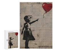 Puzzles pour Adultes 300 PCS Puzzles Banksy Girl Balloon Red Puzzles pour Adultes - Décoration Murale - Difficile - Stimule Le Cerveau 300 PCS