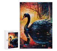 Puzzles pour Adultes 300 PCS Puzzles Black Swan Reflections in Autumn Puzzles pour Adolescents Jeu Manuel Décoration Parfaite Cadeaux d'anniversaire Et Cadeaux Uniques 300 PCS