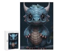 Puzzles pour Adultes 300 PCS Puzzles Blue Tiny Dragon Puzzle pour Adultes, Jouet, Décoration Murale, Anti-Stress, Difficile Et Stimulant 300 PCS
