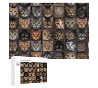 Puzzles pour Adultes 300 PCS Puzzles Cat Faces Gallery Puzzles pour Adolescents Jeu Manuel Décoration Parfaite Cadeaux d'anniversaire Et Cadeaux Uniques 300 PCS
