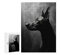 Puzzles pour Adultes 300 PCS Puzzles Doberman Pinscher Black and White Jeu De Puzzle Casse-tête Une Œuvre d'art Cadeaux d'anniversaire Et Cadeaux Uniques 300 PCS
