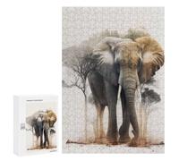 Puzzles pour Adultes 300 PCS Puzzles Elephant Animal Sunset Puzzles pour Adolescents Jeu Pratique Course De Vitesse Interaction Parent-Enfant 300 PCS