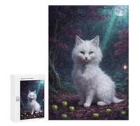 Puzzles pour Adultes 300 PCS Puzzles Enchanted Forest Moonlit Cat Puzzles Jeux Amusants mais Aussi Humoristiques Cadeaux Uniques pour Un Anniversaire Et Noël 300 PCS