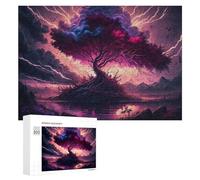 Puzzles pour Adultes 300 PCS Puzzles Enchanted Stormscape with Mystical Tree Puzzles pour Adolescents Jeu Pratique Course De Vitesse Interaction Parent-Enfant 300 PCS