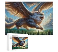 Puzzles pour Adultes 300 PCS Puzzles Fantasy Flying Cat Art Print Puzzles pour Adolescents Jeu Manuel Décoration Parfaite Cadeaux d'anniversaire Et Cadeaux Uniques 300 PCS