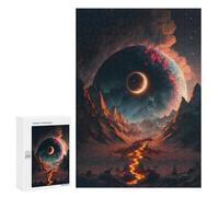 Puzzles pour Adultes 300 PCS Puzzles Fiery Path to The Eclipse Puzzles pour Adultes - Décoration Murale - Difficile - Stimule Le Cerveau 300 PCS