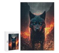 Puzzles pour Adultes 300 PCS Puzzles Fiery Wolf Portrait -5 Puzzles pour Adultes - Décoration Murale - Difficile - Stimule Le Cerveau 300 PCS