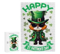 Puzzles pour Adultes 300 PCS Puzzles Fox Saint Patricks Day Puzzle pour Adultes - Décoration Murale - Idéal pour Les Parents Et Les Enfants 300 PCS