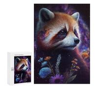 Puzzles pour Adultes 300 PCS Puzzles Galactic Red Panda with Flowers -1 Jeux De Puzzle en Famille Améliore La Mémoire Cadeaux Uniques pour Un Anniversaire Et Noël 300 PCS