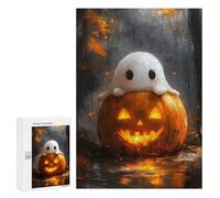 Puzzles pour Adultes 300 PCS Puzzles Ghost on Pumpkin Puzzles pour Adultes - Décoration Murale - Difficile - Stimule Le Cerveau 300 PCS