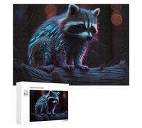 Puzzles pour Adultes 300 PCS Puzzles Glowing Neon Raccoon Artwork-1 Puzzles pour Adolescents Jeu Manuel Décoration Parfaite Cadeaux d'anniversaire Et Cadeaux Uniques 300 PCS