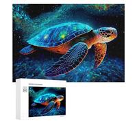 Puzzles pour Adultes 300 PCS Puzzles Glowing Sea Turtle Artwork Puzzles pour Adolescents Jeu Manuel Décoration Parfaite Cadeaux d'anniversaire Et Cadeaux Uniques 300 PCS