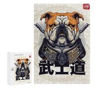 Puzzles pour Adultes 300 PCS Puzzles Japanese Samurai Bulldog Jeu De Puzzle Casse-tête Une Œuvre d'art Cadeaux d'anniversaire Et Cadeaux Uniques 300 PCS