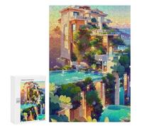 Puzzles pour Adultes 300 PCS Puzzles Jungle Luxury Villa Paradise Puzzles pour Adolescents Jeu Manuel Décoration Parfaite Cadeaux d'anniversaire Et Cadeaux Uniques 300 PCS