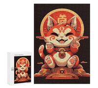 Puzzles pour Adultes 300 PCS Puzzles Lucky Maneki Neko Cat Art Puzzles pour Adolescents Jeu Pratique Course De Vitesse Interaction Parent-Enfant 300 PCS