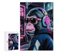 Puzzles pour Adultes 300 PCS Puzzles Monkey Animals Neon Puzzles pour Adolescents Jeu Pratique Course De Vitesse Interaction Parent-Enfant 300 PCS