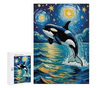 Puzzles Pour Adultes 300 PCS Puzzles Moonlit Ocean An Orca’s Leap Under The Starry Sky Van Gogh Style Art Puzzles Jeux Amusants Mais Aussi Humoristiques Cadeaux Uniques Pour Un Anniversaire Et Noël 30