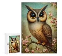 Puzzles pour Adultes 300 PCS Puzzles Owl Perched on Flowering Branch Jeu De Puzzle Casse-tête Une Œuvre d'art Cadeaux d'anniversaire Et Cadeaux Uniques 300 PCS
