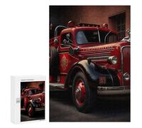 Puzzles pour Adultes 300 PCS Puzzles Retro Fire Engine Puzzle pour Adultes, Jouet, Décoration Murale, Anti-Stress, Difficile Et Stimulant 300 PCS