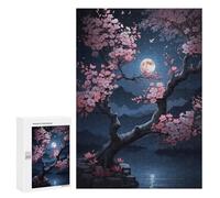 Puzzles pour Adultes 300 PCS Puzzles Sakura Night Puzzles pour Adultes - Décoration Murale - Difficile - Stimule Le Cerveau 300 PCS