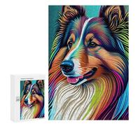 Puzzles pour Adultes 300 PCS Puzzles Shetland Sheepdog Colorful Puzzle pour Adultes - Décoration Murale - Idéal pour Les Parents Et Les Enfants 300 PCS