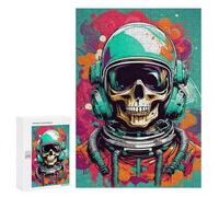 Puzzles pour Adultes 300 PCS Puzzles Skull Astronaut in Space Suit -1 Puzzles pour Adolescents Jeu Manuel Décoration Parfaite Cadeaux d'anniversaire Et Cadeaux Uniques 300 PCS