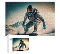 Puzzles pour Adultes 300 PCS Puzzles Snowboarder in Action on Mountain Slope Puzzles pour Adolescents Jeu Manuel Décoration Parfaite Cadeaux d'anniversaire Et Cadeaux Uniques 300 PCS