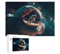 Puzzles pour Adultes 300 PCS Puzzles Space Station with Astronaut Puzzles pour Adolescents Jeu Pratique Course De Vitesse Interaction Parent-Enfant 300 PCS