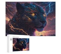 Puzzles pour Adultes 300 PCS Puzzles Thunderous Jaguar Wild Power Unleashed Puzzles pour Adolescents Jeu Pratique Course De Vitesse Interaction Parent-Enfant 300 PCS
