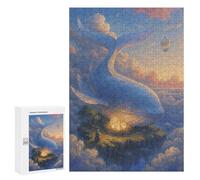 Puzzles pour Adultes 300 PCS Puzzles Whale in The Sky with Islands Guarding Glowing Nest Eggs Puzzles pour Adultes Jeux en Famille Anti-Stress Interaction Parent-Enfant 300 PCS