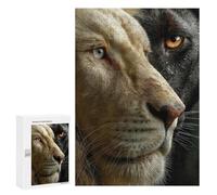 Puzzles pour Adultes 300 PCS Puzzles White Lion and Black Panther Puzzle pour Adultes - Décoration Murale - Idéal pour Les Parents Et Les Enfants 300 PCS