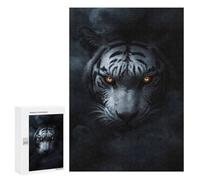 Puzzles pour Adultes 300 PCS Puzzles Wild Withe Tiger Halloween Puzzles pour Adultes Jeux en Famille Anti-Stress Interaction Parent-Enfant 300 PCS