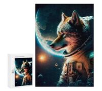 Puzzles pour Adultes 300 PCS Puzzles Wolf Astronaut in Space -1 Puzzles pour Adultes - Décoration Murale - Difficile - Stimule Le Cerveau 300 PCS