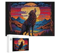 Puzzles pour Adultes 300 PCS Puzzles Wolf Howling at Sunset Puzzles pour Adolescents Jeu Manuel Décoration Parfaite Cadeaux d'anniversaire Et Cadeaux Uniques 300 PCS