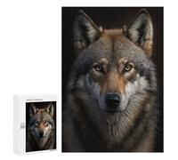Puzzles pour Adultes 300 PCS Puzzles Wolf Portrait on Dark Puzzles pour Adolescents Jeu Pratique Course De Vitesse Interaction Parent-Enfant 300 PCS