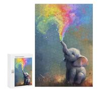 Puzzles pour Adultes 300 PCS Rainbow Elephant Fantasy Artwork Puzzle pour Adolescents Assemblage De Motifs Interaction Parent-Enfant Jeu Au Design Attrayant 300 PCS