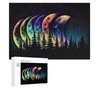 Puzzles pour Adultes 300 PCS Rainbow Moons Over Forest Puzzle pour Adultes, Jouet, Décoration Murale, Cadeau pour Femmes, pour Les Jeux 300 PCS