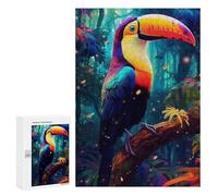 Puzzles pour Adultes 300 PCS Rainbow Toucan in Amazon Rainforest Puzzles pour Adolescents - Anti-Stress - Défi Éducatif - Cadeaux De Noël Et d'anniversaire 300 PCS