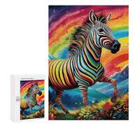 Puzzles pour Adultes 300 PCS Rainbow Zebra in Paradise Puzzles pour Adolescents, Jeux De Réflexion, Décoration Murale, Cadeaux De Noël Et d'anniversaire 300 PCS