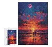 Puzzles pour Adultes 300 PCS Romantic Sunset Walk Puzzle pour Adolescents Assemblage De Motifs Interaction Parent-Enfant Jeu Au Design Attrayant 300 PCS