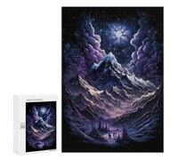 Puzzles pour Adultes 300 PCS Snowy Mountain Night Scene Puzzle pour Adolescents Assemblage De Motifs Interaction Parent-Enfant Jeu Au Design Attrayant 300 PCS