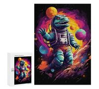 Puzzles pour Adultes 300 PCS Space Dinosaur Astronaut Art Print -2 Puzzle pour Adolescents Assemblage De Motifs Interaction Parent-Enfant Jeu Au Design Attrayant 300 PCS