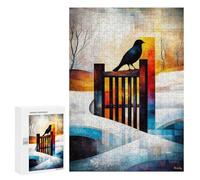 Puzzles pour Adultes 300 PCS The Magpie - Monet Inspired - Geometric Winter Scene - Abstract Impressionist Landscape Puzzles pour Adultes Jeux De Famille Cadeaux pour Femmes Défi Éducatif 300 PCS
