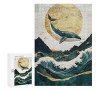 Puzzles pour Adultes 300 PCS Whale Leaping Over Waves Puzzle pour Adultes, Jeu De Réflexion, Décoration Murale, Cadeau d'anniversaire, Cadeaux, 300 PCS