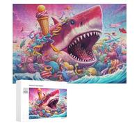 Puzzles pour Adultes 300 PCS Whimsical Shark in Candy Ocean Puzzles pour Adolescents, Jeux De Réflexion, Décoration Murale, Cadeaux De Noël Et d'anniversaire 300 PCS