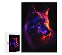 Puzzles pour Adultes 300 PCS Wolf Dark Neon Colors Puzzles pour Adultes - Décoration Murale - Décoration Parfaite - Défi À Relever 300 PCS