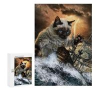 Puzzles pour adultes 300 pièces Cat Storms The Seas Puzzles pour adolescents, jouets de bricolage, cadeaux pour femmes, convient également comme cadeau pour toute la famille 300 pièces