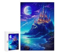 Puzzles pour adultes 300 pièces Château Enchanté par The Sea -1 Puzzle pour adolescents, jeux de réflexion, peintures murales, cadeaux de Noël et d'anniversaire 300 pièces